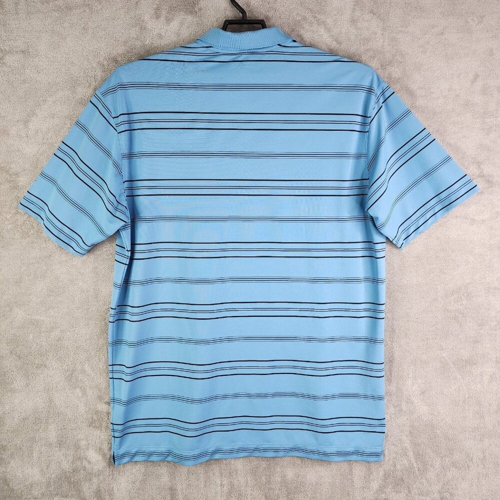 Mens Nike Golf Polo Shirt Blue Striped Fit Dry Short Sleeve Swoosh Size XXL - Picture 6 of 9